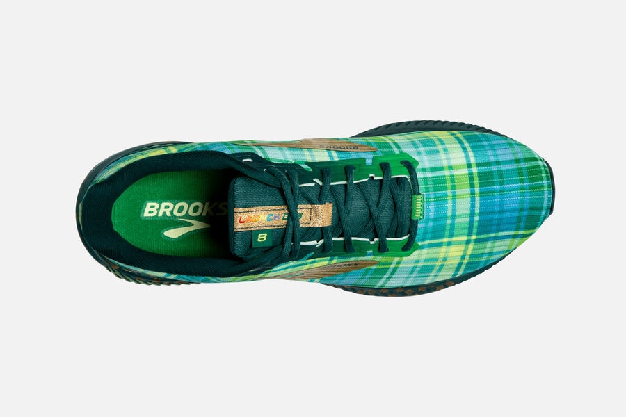 Launch GTS 8 Road Brooks Running Shoes NZ Mens - Green/Gold - KCHXMV-673